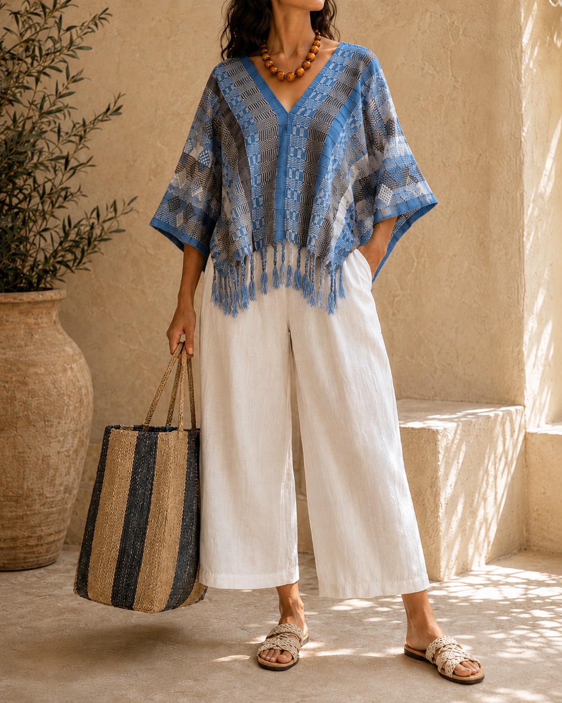 Poncho Rombos azul 2